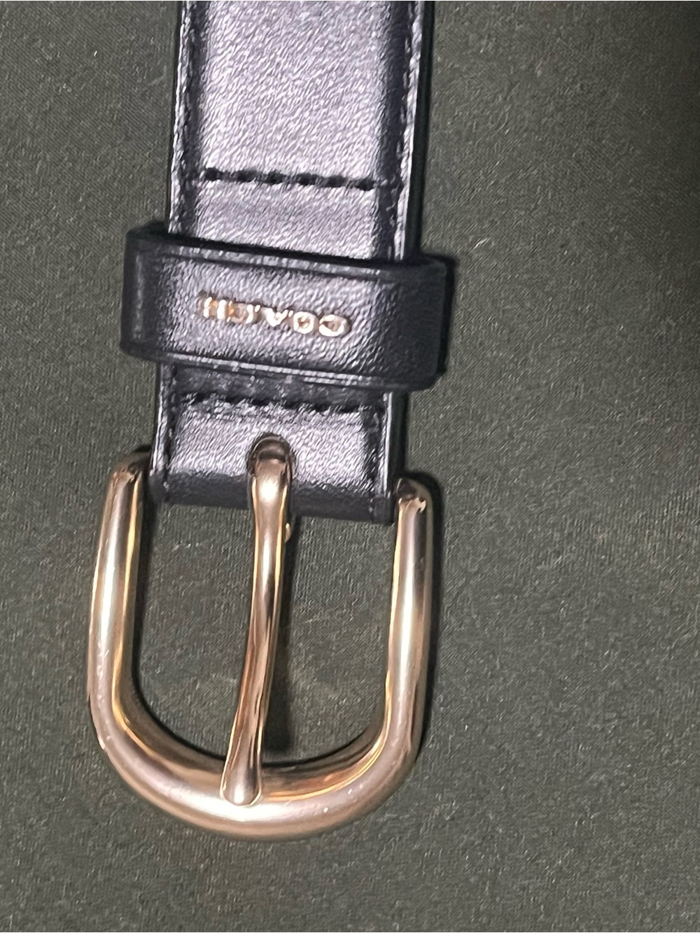 Coach Black Leather Belt with Gold Buckle